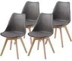 Albatros Esszimmerst&uuml;hle 4er Set AARHUS, Grau - Beine aus Buche Massiv-Holz,
