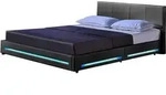 HOME DELUXE - LED Bett Asteroid - Dunkelgrau, 160 x 200 cm - Inkl. Lattenrost I
