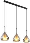 Globo Lighting H&auml;ngeleuchte Metall schwarz matt, Glas rauchfarben, Kabel PVC