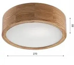 LED Deckenleuchte Lampe Eiche 1-flammig rund 28 cm E27 Deckenlampe Leuchte - Braun