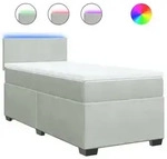 vidaXL Boxspringbett mit Matratze Hellgrau 100x200 cm Samt - Grau