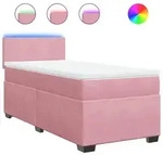 vidaXL Boxspringbett mit Matratze Rosa 100x200 cm Samt - Rosa