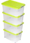 BigDean 4 St&uuml;ck gro&szlig;e Eurobox mit Deckel und Rollen Aufbewahrungsbox 60 X 40 X 32,5