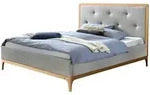 HASENA Polsterbett Silento Stoff grau Holz Eiche bright 180x200 - Braun/Grau