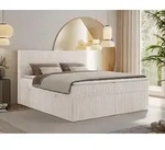 MKS MEBLE Boxspringbett 180x200 Beige Cord, Boxspringbett mit Matratze H3, Bett