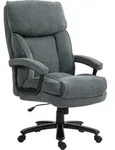 HOMCOM B&uuml;rostuhl, Ergonomisch Schreibtischstuhl mit Wippfunktion, Leinenoptik - Grau