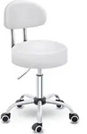 TRESKO&reg; Rollhocker mit Lehne 150 kg Wei&szlig; | Arbeitshocker h&ouml;henverstellbar 46-58 cm