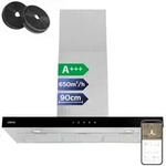 CIARRA A+++ 650 m3/h Dunstabzugshaube 90cm Wandhaube WIFI +APP & Touch Control Boost