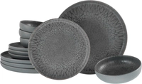 CreaTable, 21621, Uno Volcano Dark, Tellerset 12-tlg, Steinzeug CreaTable, 21621, Uno Volcano Dark, Tellerset 12-tlg, Steinzeug