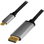 LogiLink CUA0100, DisplayPort, USB 3.2 Gen1 Type-C, 1,8 m, Schwarz, Grau -
