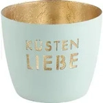 Gift Company Windlicht Madras K&uuml;stenliebe Eisblau/Gold - Blau/Gold