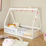 Hausbett TAMI Kinderbett in Hausform, 70 x 140 cm, wei&szlig;, Kiefernholz Kinderbett mit
