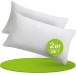 Juskys Kissen 40x80 cm f&uuml;r Bett - 2er Set Kopfkissen mit Memory-Foam F&uuml;llung -