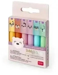 Legami - Teddy's Style, Set mit 6 Mini-Textmarkern, 1 x 7,5 cm, Gelb, Pfirsich, Rosa,