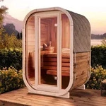 FinnTherm Fasssauna Ellipso S, Moderne Outdoor Sauna inkl. Dacheindeckung, Kompakte