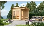 FinnTherm Gartensauna Au&szlig;ensauna Saunahaus Lizzy S 2 Sitzb&auml;nke aus Holz Wandst&auml;rke