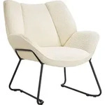 tectake&reg; Sessel Kjeld gepolstert, mit Boucl&eacute;-Bezug 73 x 72 x 81 cm - Creme