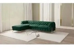 S-STYLE M&Ouml;BEL - Chesterfield Ecksofa mit Ottomane links Nova mit Goldene Metall