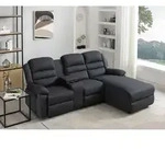 Rechtes Ecksofa mit Relaxfunktion aus anthrazitfarbenem Stoff MACEDONIA -...