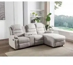 Rechtes Ecksofa mit Relaxfunktion aus beigem Stoff MACEDONIA - Beige