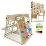 Juskys Mini Kletterger&uuml;st f&uuml;r Kinder - Rutsche, Kletterwand & Turnringe -...