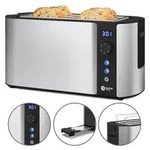 Balter Toaster 4 Scheiben, Edelstahl, Langschlitztoaster mit Br&ouml;tchenaufsatz, 1500W,