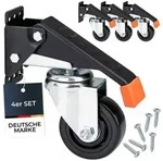 Schwerlastrollen absenkbar, 4 St&uuml;ck, 76 mm, bis 400 kg, HMF 6750, Schwarz