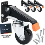 Schwerlastrollen absenkbar, 4 St&uuml;ck, 65 mm, bis 300 kg, HMF 6750, Schwarz