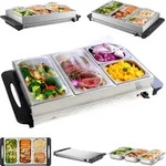 Steinborg Edelstahl Buffetw&auml;rmer Speisew&auml;rmer | 4 Speisebeh&auml;lter | stufenlosen