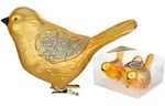 Christbaumschmuck V&ouml;gel auf Clip 9cm Kunststoff 3er Set - Royal Gold - Gold