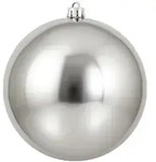 Christbaumkugel unzerbrechlich gl&auml;nzend 14 cm silber - Silber