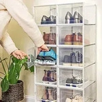 SONGMICS Schuhboxen 8er Set Aufbewahrungsboxen Schuh-Organizer Kunststoffboxen wei&szlig;