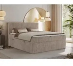 MKS MEBLE Boxspringbett 180x200 Hellbraun Cord, Boxspringbett mit Matratze H3, Bett