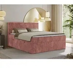 MKS MEBLE Boxspringbett 200x200 Rosa Cord, Boxspringbett mit Matratze H4, Bett