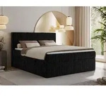 MKS MEBLE Boxspringbett 200x200 Schwarz Cord, Boxspringbett mit Matratze H4,...