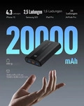 VRURC Power Bank, Powerbank 20000mAh Klein & Tragbar, 22,5W Schnellladen - Schwarz