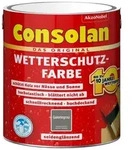Consolan Wetterschutzfarbe, Deckender Holzschutz f&uuml;r Au&szlig;en, Galeriegrau, 2,5 l