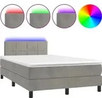 vidaXL Boxspringbett mit Matratze & LED Hellgrau 120x200 cm Samt - Grau