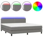 vidaXL Boxspringbett mit Matratze & LED Dunkelgrau 180x200 cm Stoff - Grau
