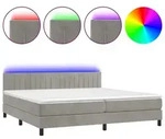 vidaXL Boxspringbett mit Matratze & LED Hellgrau 200x200 cm Samt - Grau