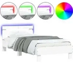 vidaXL Bettgestell mit Kopfteil und LED-Leuchten Wei&szlig; 100x200 cm - Wei&szlig;