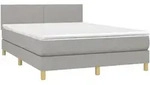 vidaXL Boxspringbett mit Matratze Hellgrau 140x200 cm Stoff - Grau