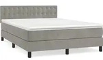 vidaXL Boxspringbett mit Matratze Hellgrau 140x200 cm Samt - Grau