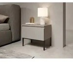 Selsey Nachttisch Bemmi - Nachtschrank, Beige mit schwarzen Beinen - Beige