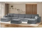 Wohnlandschaft Sofa U-Form Modulsofa-Set 6-teilig SANDE Stoff Alpine Anthrazit...