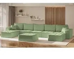 Wohnlandschaft Sofa U-Form Modulsofa-Set 6-teilig SANDE Stoff Alpine Hellgr&uuml;n -