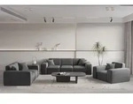 Sofaset Designersofa CELES PREMIUM 3-2-1 in Stoff Opera Velvet Dunkelgrau - Grau