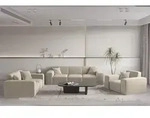 Sofaset Designersofa CELES PREMIUM 3-2-1 in Stoff Opera Velvet Beige - Beige