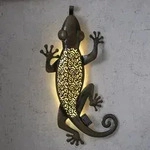 LED Solar Gartendeko GECKO - 15 warmwei&szlig;e LED - H: 72cm - D&auml;mmerungssensor -...