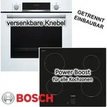 Herdset BOSCH Backofen wei&szlig; HYDROLYSE + Induktionskochfeld autark 60 cm - Wei&szlig;